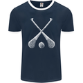 Hurling Bats and Ball Mens Ringer T-Shirt FotL Navy Blue/White