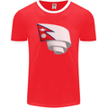 Curled Nepal Flag Nepalese Day Football Mens Ringer T-Shirt FotL Red/White