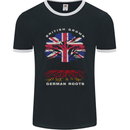 British Grown German Roots Germany Flag Mens Ringer T-Shirt FotL Black/White