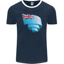 Curled Fiji Flag Fijian Day Football Mens Ringer T-Shirt FotL Navy Blue/White
