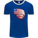 Curled Liberia Flag Liberian Day Football Mens Ringer T-Shirt FotL Royal Blue/White