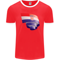 Curled Croatia Flag Croatian Day Football Mens Ringer T-Shirt FotL Red/White