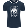 Monday Dead Inside Work Skull Mens Ringer T-Shirt FotL Navy Blue/White