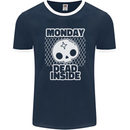 Monday Dead Inside Work Skull Mens Ringer T-Shirt FotL Navy Blue/White