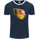 Curled Sri Lankan Flag Sri Lanka Day Football Mens Ringer T-Shirt FotL Navy Blue/White