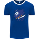 Torn Marshall Islands Flag Day Football Mens Ringer T-Shirt FotL Royal Blue/White