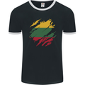 Torn Lithuania Flag Lithuania Day Football Mens Ringer T-Shirt FotL Black/White