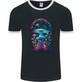 Translucent Fantasy Magic Mushrooms LSD Trippy Mens Ringer T-Shirt FotL Black/White