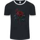 2 Roses Dripping With Blood Gothic Goth Mens Ringer T-Shirt FotL Black/White