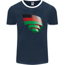 Curled Malawi Flag Malawian Day Football Mens Ringer T-Shirt FotL Navy Blue/White