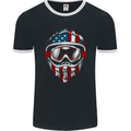 USA Motocross Helmet Dirt Bike MotoX Mens Ringer T-Shirt FotL Black/White