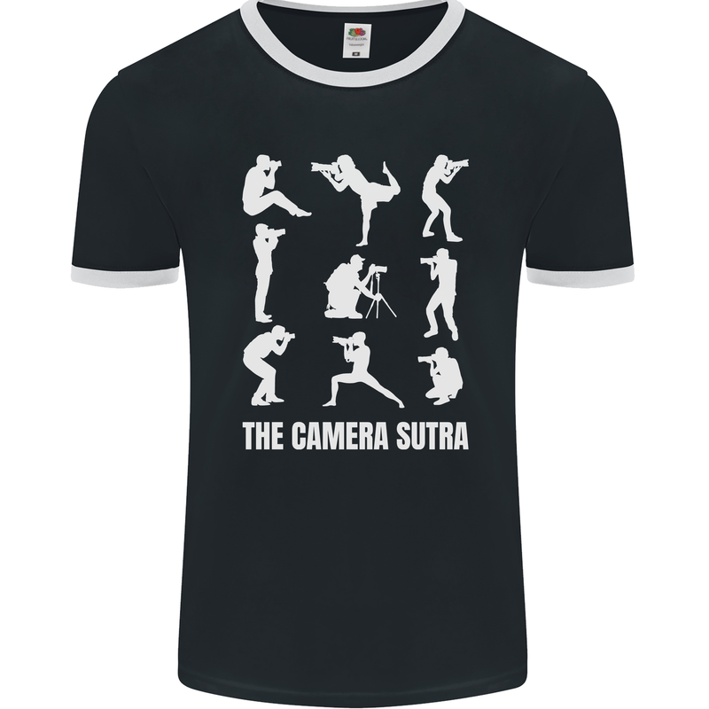 Camera Sutra Funny Photography Photographer Mens Ringer T-Shirt FotL Black/White