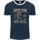 Home Run Vintage Baseball Player Mens Ringer T-Shirt FotL Navy Blue/White
