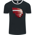 Curled Latvia Flag Latvian Day Football Mens Ringer T-Shirt FotL Black/White