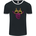 Offensive Goat With Finger Flip Glasses Mens Ringer T-Shirt FotL Black/White