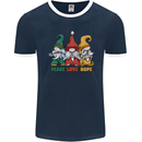 Peace Love Hope 3 Gnomes Mens Ringer T-Shirt FotL Navy Blue/White