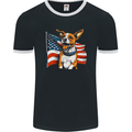 A Jack Russell With USA Flag America Dog Mens Ringer T-Shirt FotL Black/White