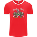 Santa American Football Team Christmas Xmas Mens Ringer T-Shirt FotL Red/White