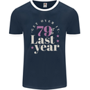 Funny 80th Birthday 79 is So Last Year Mens Ringer T-Shirt FotL Navy Blue/White