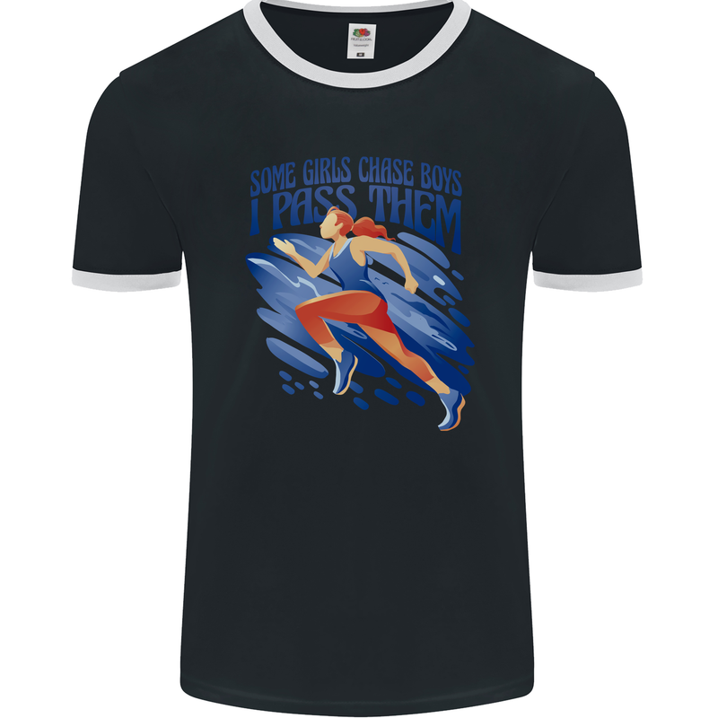 Chase Boys Running Marathon Cross Country Runner Mens Ringer T-Shirt FotL Black/White