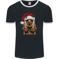 Christmas Cocker Spaniel Xmas Dog Mens Ringer T-Shirt FotL Black/White