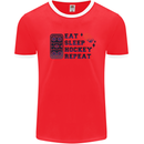 Eat Sleep Hockey Repeat Ice Street Mens Ringer T-Shirt Red/White