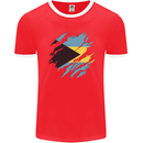 Torn Bahamas Flag Bahamians Day Football Mens Ringer T-Shirt FotL Red/White