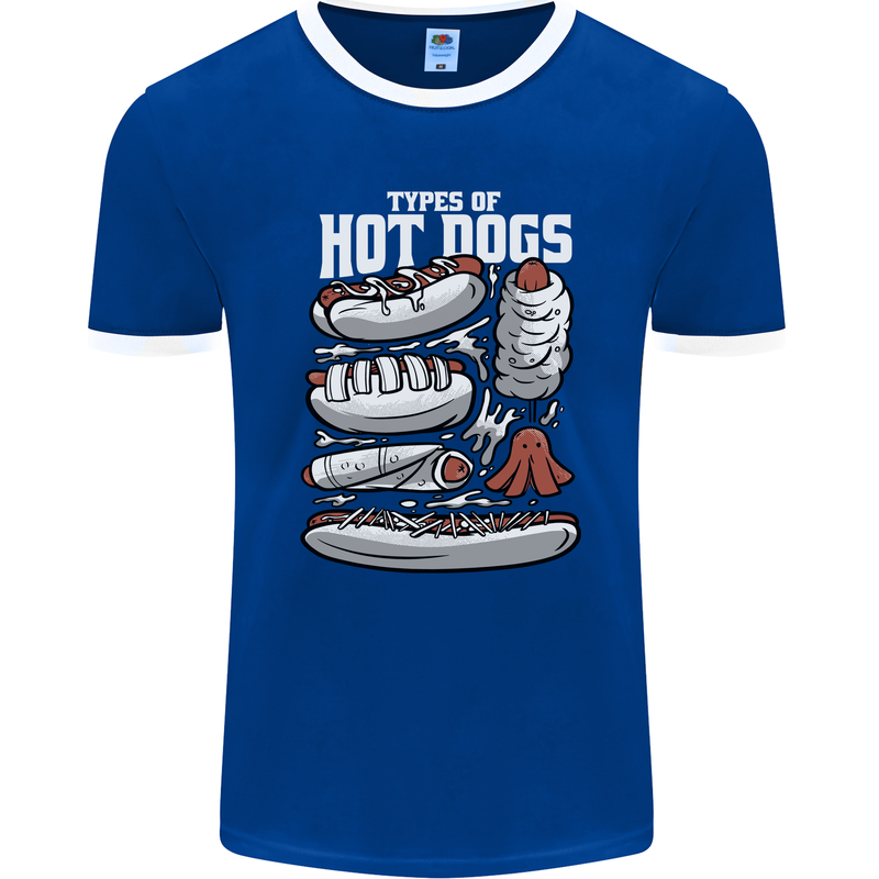 Types of Hot Dogs Fast Food Funny Mens Ringer T-Shirt FotL Royal Blue/White