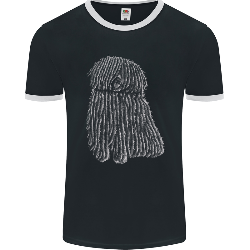 Hungarian Puli Dog Mens Ringer T-Shirt FotL Black/White