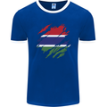 Torn Gambia Flag Gambian Day Football Mens Ringer T-Shirt FotL Royal Blue/White