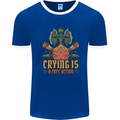 RPG Role Playing Games Crying Free Action Mens Ringer T-Shirt Royal Blue/White