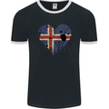 Love Iceland Flag Icelander Day Football Mens Ringer T-Shirt FotL Black/White