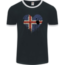 Love Iceland Flag Icelander Day Football Mens Ringer T-Shirt FotL Black/White