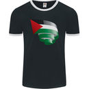 Curled Palestine Flag Palestinian Day Football Mens Ringer T-Shirt FotL Black/White