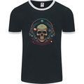 Astro Skull Planets Universe Space Mens Ringer T-Shirt FotL Black/White