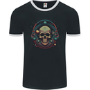 Astro Skull Planets Universe Space Mens Ringer T-Shirt FotL Black/White