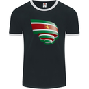 Curled Suriname Flag Suriname Day Football Mens Ringer T-Shirt FotL Black/White