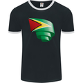 Curled Guyana Flag Guyanese Day Football Mens Ringer T-Shirt FotL Black/White