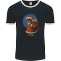 Santa Sloth Funny Christmas Xmas Mens Ringer T-Shirt FotL Black/White