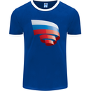 Curled Russia Flag Russian Day Football Mens Ringer T-Shirt FotL Royal Blue/White