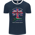 British Grown South African Roots Africa Flag Mens Ringer T-Shirt FotL Navy Blue/White