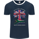 British Grown South African Roots Africa Flag Mens Ringer T-Shirt FotL Navy Blue/White