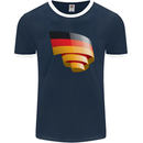 Curled Germany Flag German Day Football Mens Ringer T-Shirt FotL Navy Blue/White