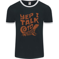 Yep I Talk To Lizards Chameleons Mens Ringer T-Shirt FotL Black/White