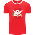 Torn Burundi Flag Burundians Day Football Mens Ringer T-Shirt FotL Red/White