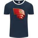 Curled Montenegro Flag Montenegrin Day Football Mens Ringer T-Shirt FotL Navy Blue/White