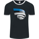 Curled Estonia Flag Estonian Day Football Mens Ringer T-Shirt FotL Black/White