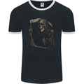 Grim Reaper Gothic Heavy Metal Skull Mens Ringer T-Shirt FotL Black/White