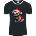 A Cute Christmas Sloth With Xmas Hat on Mens Ringer T-Shirt FotL Black/White