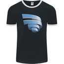 Curled Botswana Flag Batswana Day Football Mens Ringer T-Shirt FotL Black/White